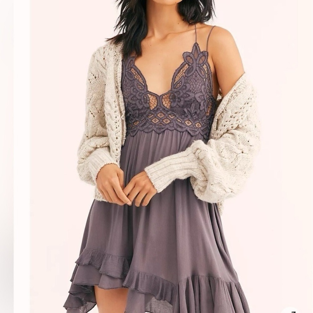 Free People One Adella Slip Dress-Gray-Size Small